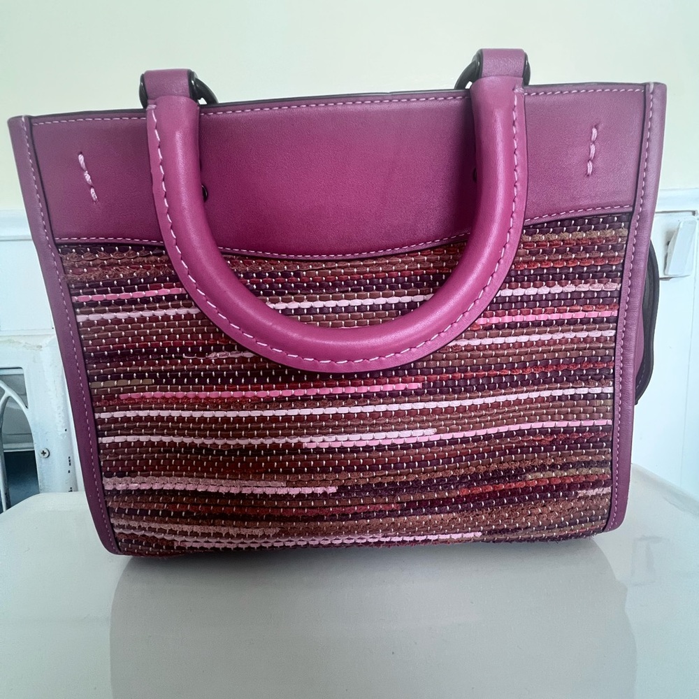 Coach Pink and Brown Woven Tote